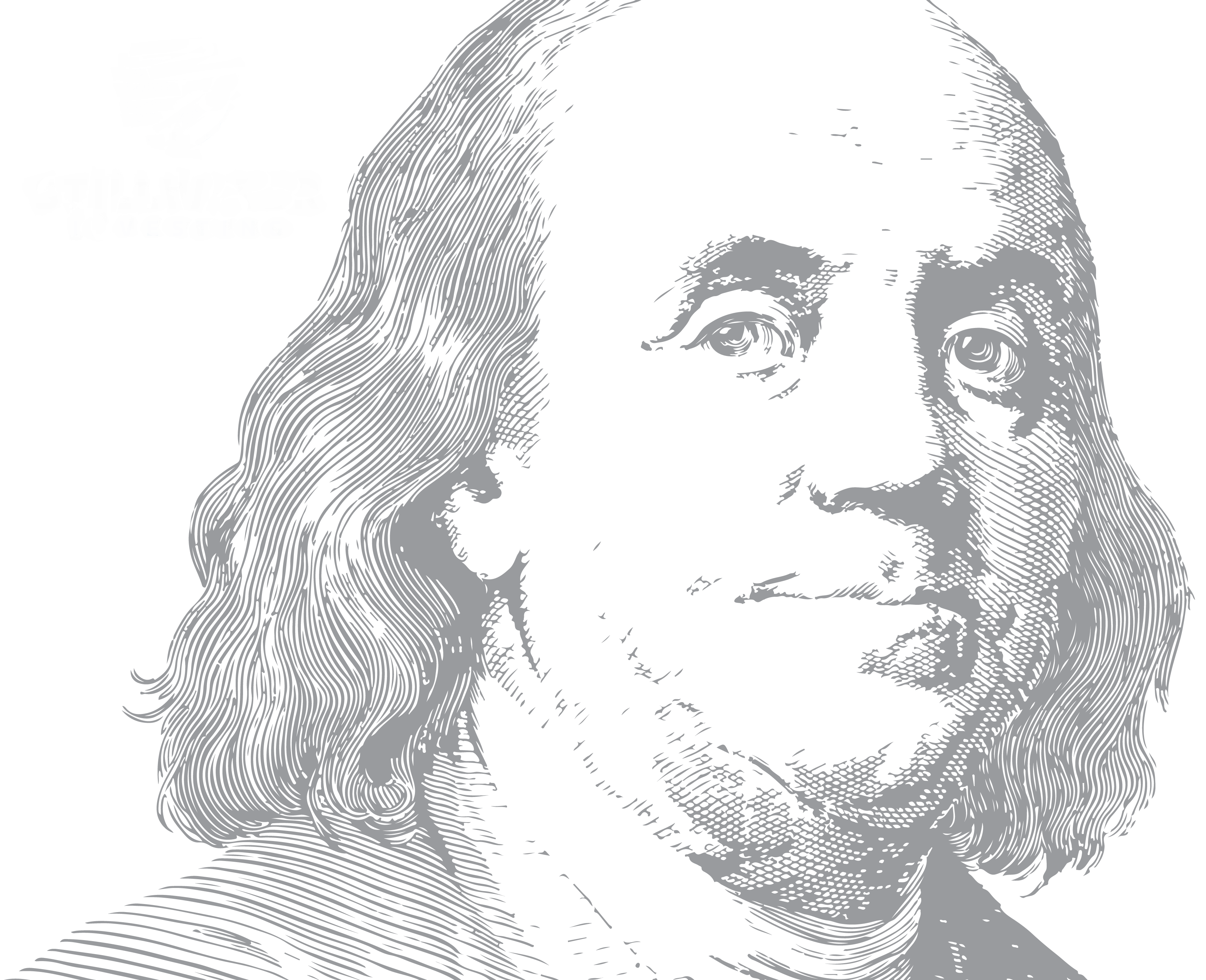 Drawing of Benjamin Franklin with quote.