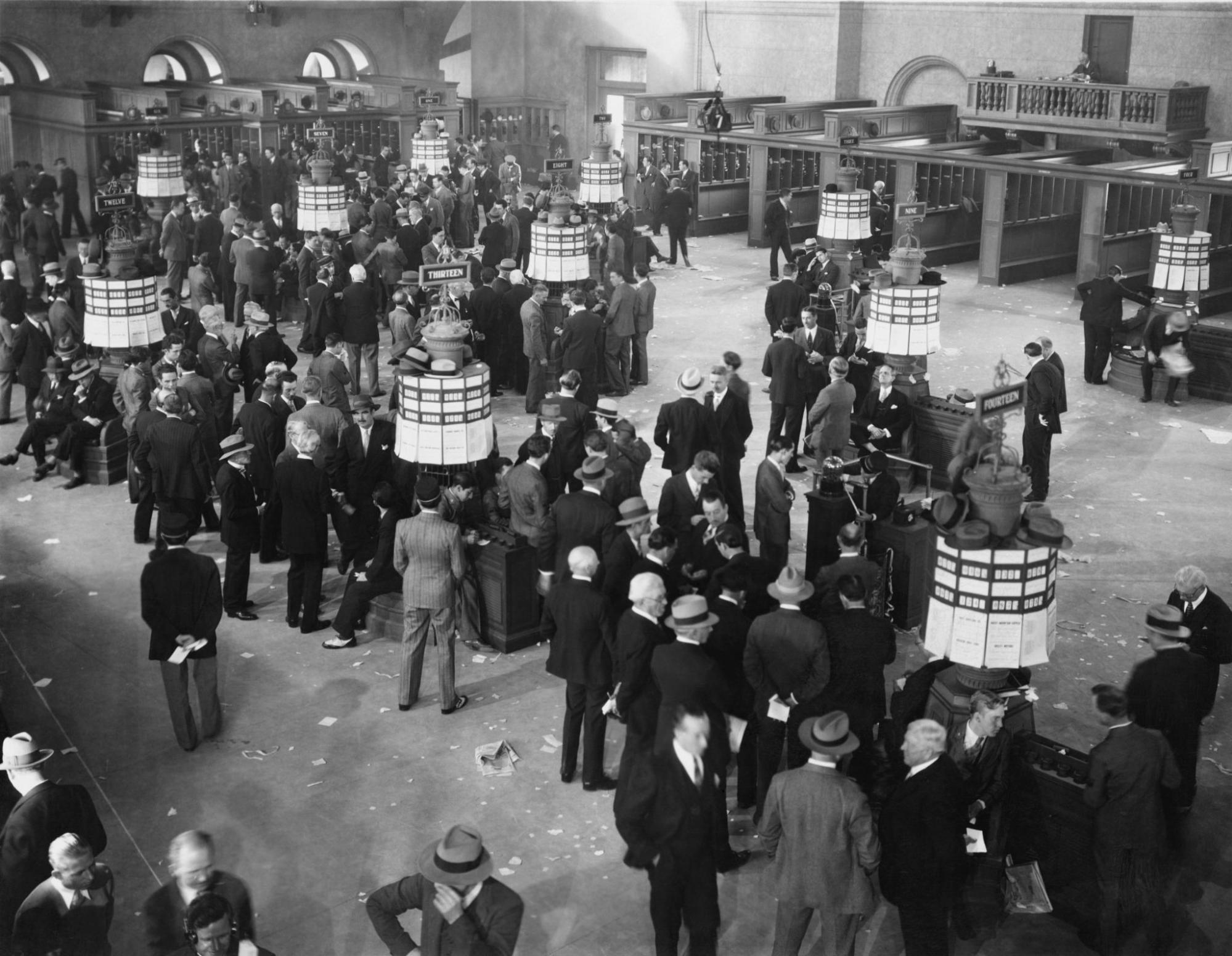 Old Photo of Wall Street Traders on the Floor.